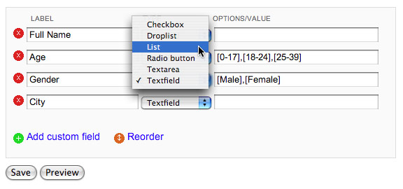 Mailium Custom Field Types