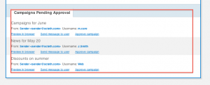 Administrator can see campaigns that pending approval in admin area dashboard
